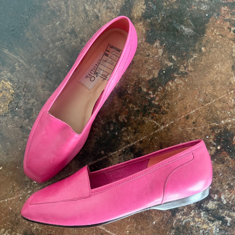 Vintage Enzo‎ Angiolini Liberty Loafers Pink Leather Preppy Coastal Flats 8.5N